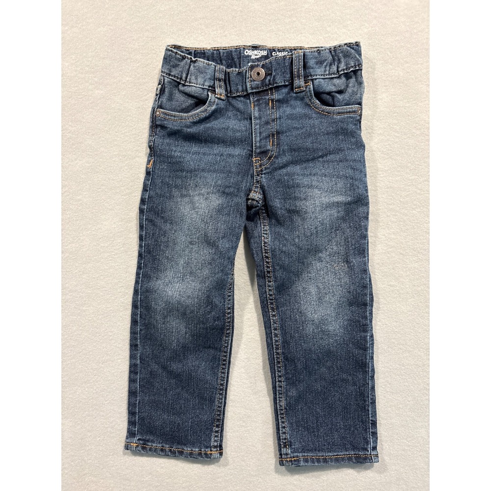 OshKosh Bgosh Boys Toddler 3T Classic Straight Leg Jeans Medium Wash Blue Denim - Picture 2 of 4